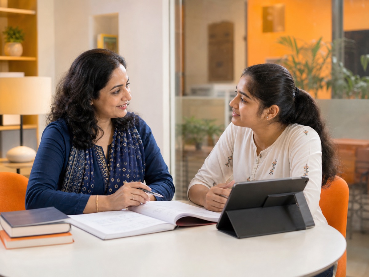 Teacher having a one-to-one mentoring session with a student